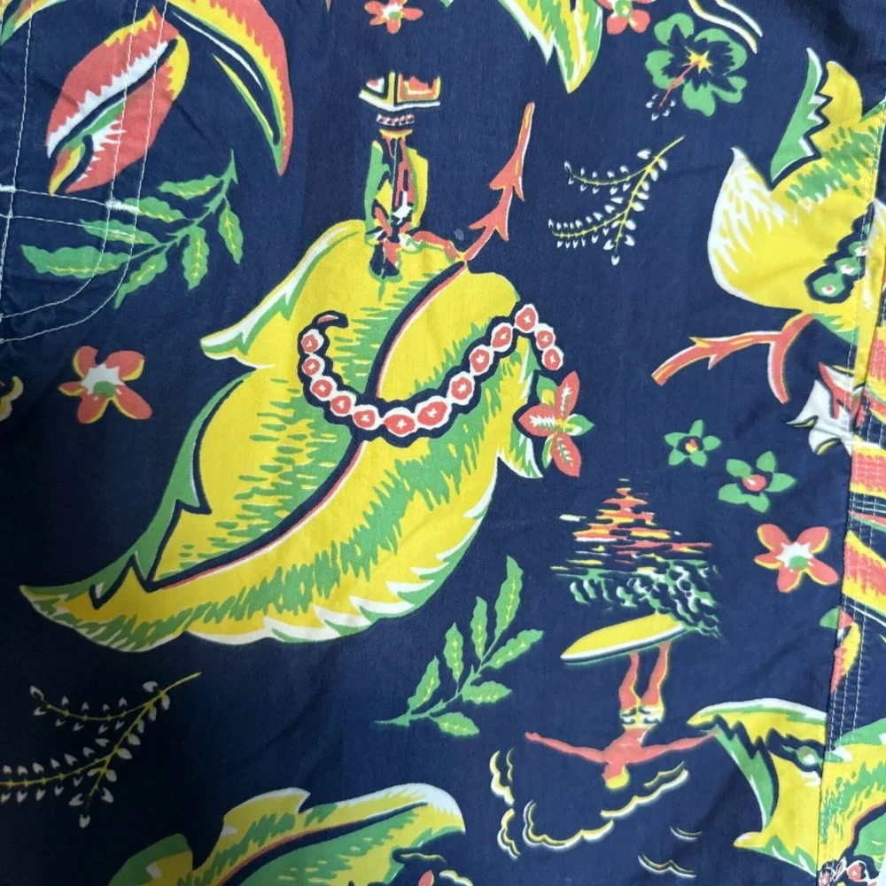 Polo Ralph Lauren Swim Trunks Mens Small Navy Hawaiian Beach Shorts Tropical 9